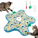 Smart Interactive Cat Toy - Automatic Hide and Seek Hunting Simulator with Realistic Bird Sounds, Random Moving Feather, 1200mAh USB Rechargeable, Touch Reactiv., Double-Padded Mat, Auto Sleep Mode, for Kittens&Adults Indoor Cats (Halloween, All Seasons)