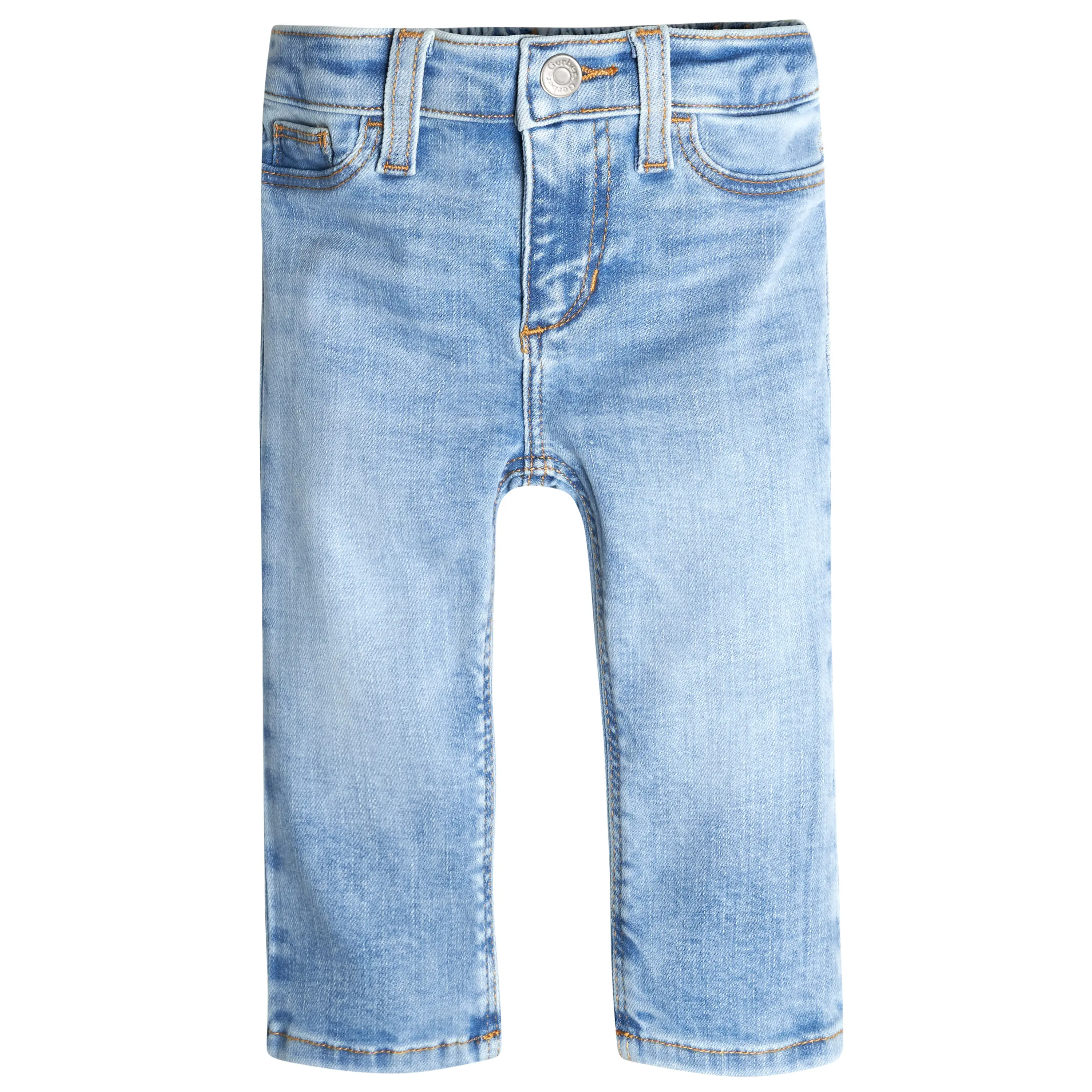 Gerber Baby Straight Fit Denim Jeans, Unisex Deep Wash Style with Elastic Back and Soft Stretch Fabric for Every Occasion, Soft Fabric, 0 - 3 Months, Yes
