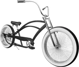 MICARGI Bronco PRO 26 Inch Beach Cruiser Bike for Men, Steel Frame,Single Speed, Hi-Rise Handlebar, Three Piece Cranksets,Fat Tire Bike, Mens Bike, Complete Cruiser Bikes bicycle