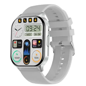 Grey Smart Sport Watch (Answer/Make Calls)  2.04 Inch AMOLED screen Fitness Tracker,Blood Pressure/Oxygen/Heart Rate/Sleep Monitor/Pedometer/Calories Multiple Sports Modes, NFC unlock door Waterproof Fitness Watch/Android iPhone Bluetooth Devices