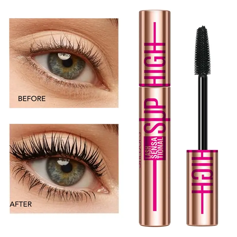 Black Mascara with Black & White Fiber Volume Curling Lengthening Long Lasting Non Caking Smudge Proof Waterproof Voluminous Lengthening Mascara