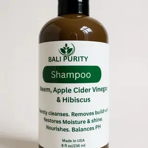 Hair & Scalp Clarifying Shampoo. Natural & Organic. Made with Neem Apple Cider Vinegar & Hibiscus. 8 oz Sulfate-Free Formula for All Hair Types