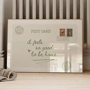 It Feels So Good to Be Home, Vintage Postcard Wall Art, Trendy Horizontal Print, Retro Aesthetic Poster, Cute Girly Wall Art,