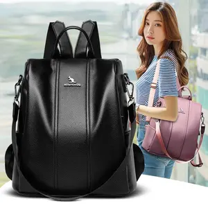 2pcs sets New Style soft leather cowhide Leather large-capacity shoulder bag backpack travel bag