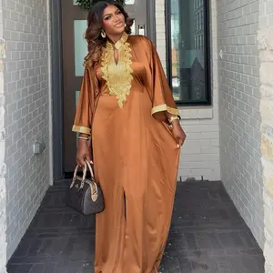 Sultana Kaftan - Statement Piece Embodying Boujee Sophistication & Confidence in Rich Brown with Gold Accents