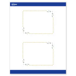 Avery Printable Rectangle Postcards with Rounded Corners, Gold Dots with Green Florals, 4.25" x 5.5", Matte White Rectangle Postcards with Rounded Corners, Laser/Inkjet, 20ct, Great for Postcards