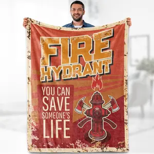 Firefighter Blankets Gifts for Men - Fireman Practitioner Hydrant Fire Fighter Throw Appreciation Gifts for Boy Adult Son Bed Couch Firefighters' Day Birthday Christmas Lightweight Blankets 50"inx60"in
