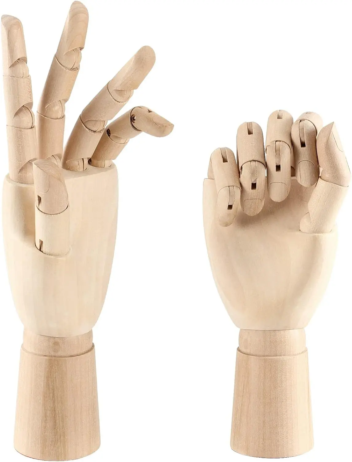 2 Pack 12 Inches Wood Art Mannequin Hand, Left and Right Wooden Manikin Hand, Wooden Artist Hand Model with Flexible Moveable Fingers for Drawing, Sketching, Painting