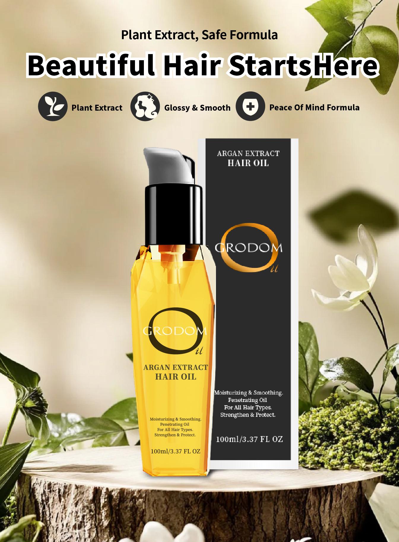 GRODOM Argan & Coconut Hair Oil 100ML – Double Pack. Lightweight, non-greasy serum that repairs dry, frizzy hair for instant smooth shine. Enriched with argan oil and coconut extract to strengthen hair and support fuller, healthier hair. Sulfate-free.