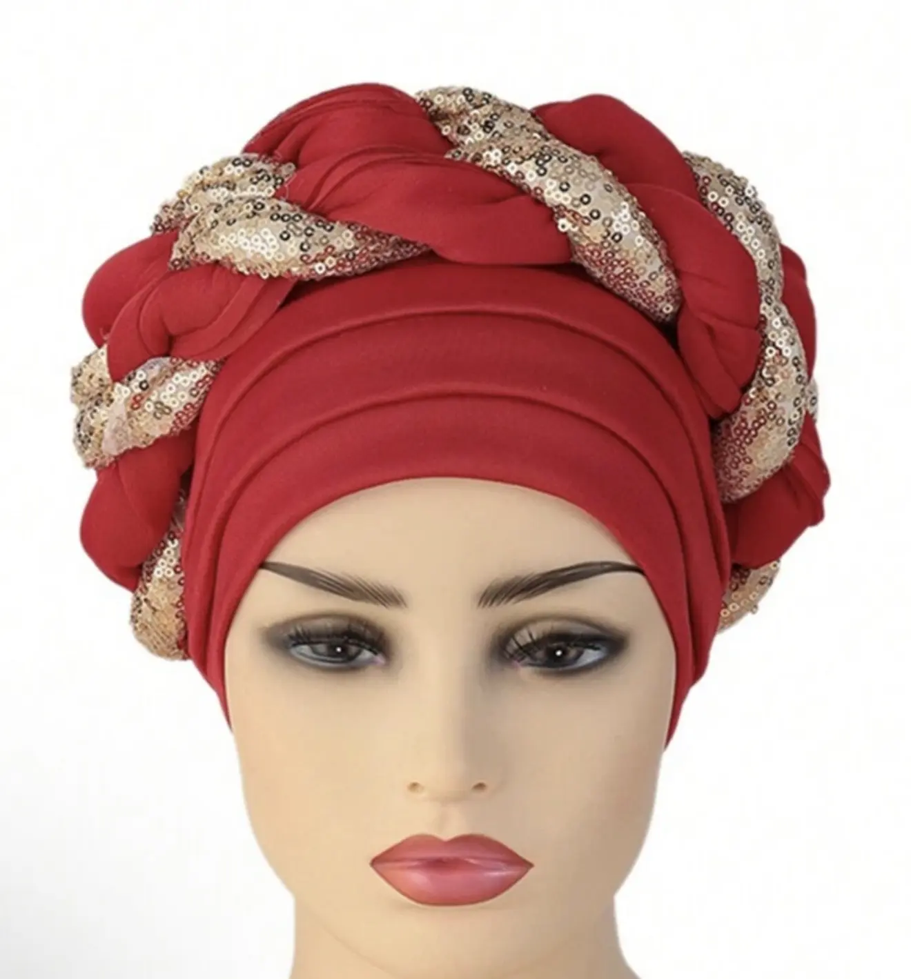 Women's Afrocentric Pre-Tied Voluminous Turban Headwrap - Space-Layered Casual Hat for Daily Wear & Cultural Events