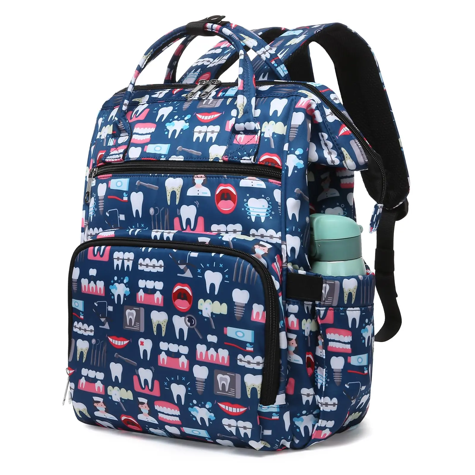 Women's Printed Teacher Backpack with Inspiring Patterns, Large Capacity Zip Laptop Bag with Matching Small Pouch, Inspirational Gifts for Educators, Carry Laptop, Expressing Gratitude To Teachers