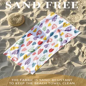 1PC colorful and soft beach towel, lightweight, fast drying, absorbent polyester fiber suitable for summer beach vacations, outdoor leisure activities, picnic mats