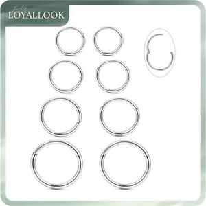 LOYALLOOK 8Pcs G23 Titanium Hinged Clicker Segment Nose Rings Hoop Septum Nose Lip Ring Hoop for Women Men Helix Cartilage Daith Tragus Sleeper Earrings Body Piercing Improved 16G