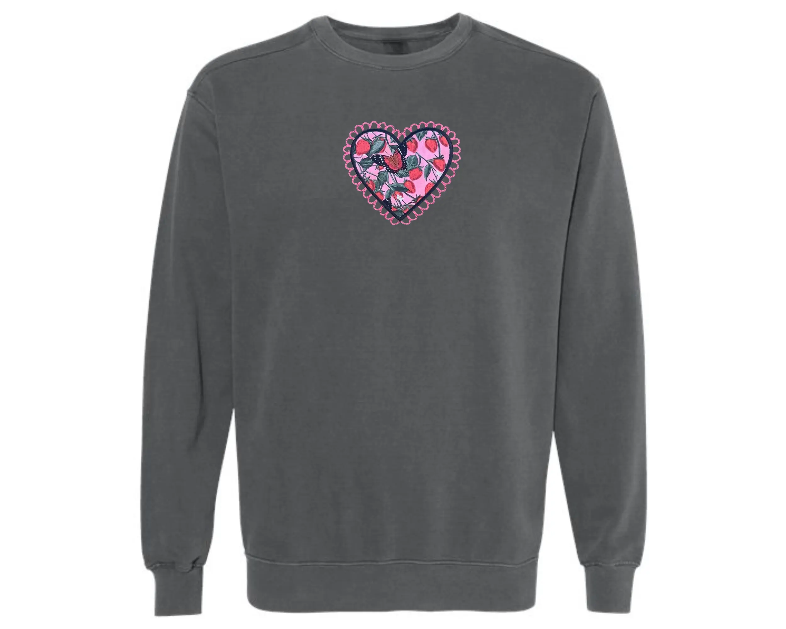 Embroidered Heart Sweatshirt, Scalloped Cute Sweatshirt, Coquette Sweatshirt