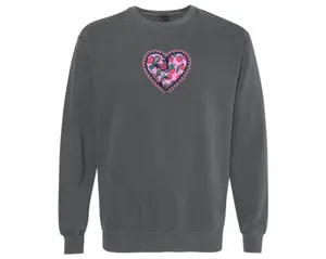 Embroidered Heart Sweatshirt, Scalloped Cute Sweatshirt, Coquette Sweatshirt