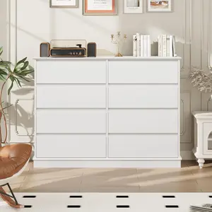 Gaomon Large Double Wooden Dresser - 8-Drawer Deep-Drawer Storage Unit with Wide Top for Bedroom & Living Room, 8-Drawer Storage