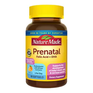 Nature Made Prenatal Vitamins for Women with Folic Acid + DHA, Prenatal Vitamin and Mineral Supplement for Daily Nutritional Support, 60 Softgels, 60 Day Supply