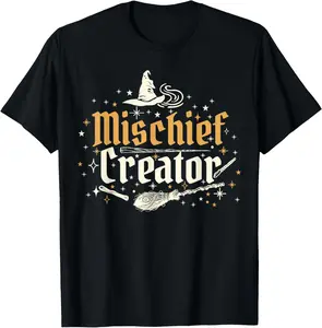 100% Cotton Funny Magical Mischief Creator Wizard Birthday Boys Girls T-Shirt