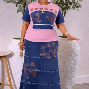 Luxury Gown Dresses Top and Skirts Set for Women Casual Turkey Style