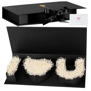 Gift Box Empty I Love You Cardboard Letter Fillable Themed Gift Box Red Valentine Flower Arrangements Chocolate Gifts Packaging for Mother's Day Wedding