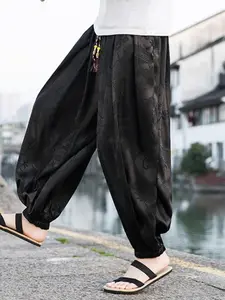 Men's Long Pants High-Quality Traditional Loose Wide-Leg Lantern Pants Dragon Embroidery Pattern Unisex Spring & Fall Fashion Casual Fashion Bottoms