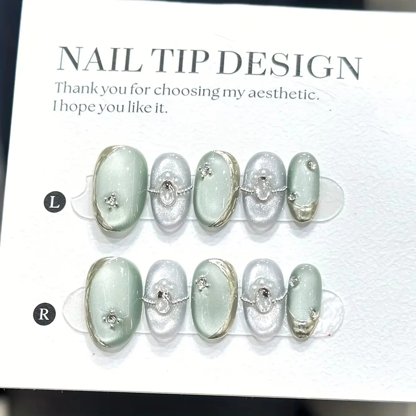 10pcs high-end Short light luxury cat eye handmade fake nails Decorative Nails, Short Cat Eye Light Luxury White nail patch Handmade Press On Beauty Nail Patches Press On Sets