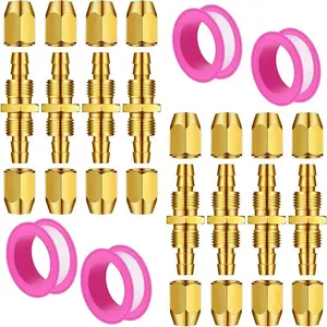12 Pcs Solid Brass Air Hose Repair Fittings for NPT Replacement Hose Splicer Air Tube Connectors Repair Kit with Ptfe Tape Brass Connect Adapter (1/4npt-1/4 Inch) Hardware