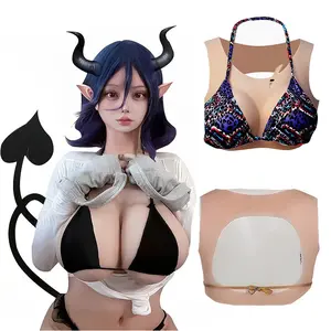 Silicone Breastplates Breast Forms Silicone Breastplate False Breasts For Crossdresser Drag Cosplay (Hollow back)