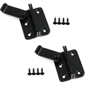 2 Sets Flip Latch 3-mm Thickened Heavy Duty Hasp Safety Door Lock Gate Latches for Double Door Window Barn Closet Drawer Cabinet Garage,Stainless Steel Brushed Nickel (Left Loker)