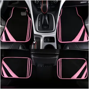4pcs Pattern Car Floor Mats, Simple Style, Absorbent Non-Slip, Washable, Fashion Interior Protection, Car Interior Accessory, Suitable for Sedans Suvs, All Seasons Use