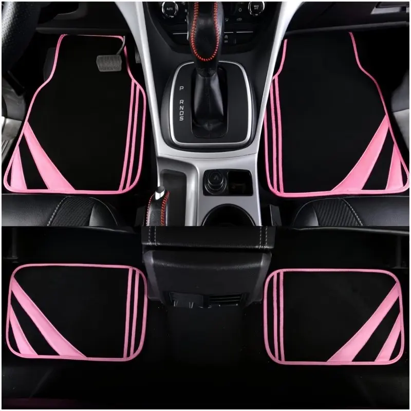 4pcs Pattern Car Floor Mats, Simple Style, Absorbent Non-Slip, Washable, Fashion Interior Protection, Car Interior Accessory, Automotive Mats, Suitable for Sedans Suvs, All Seasons Use, Interior Car Accessories