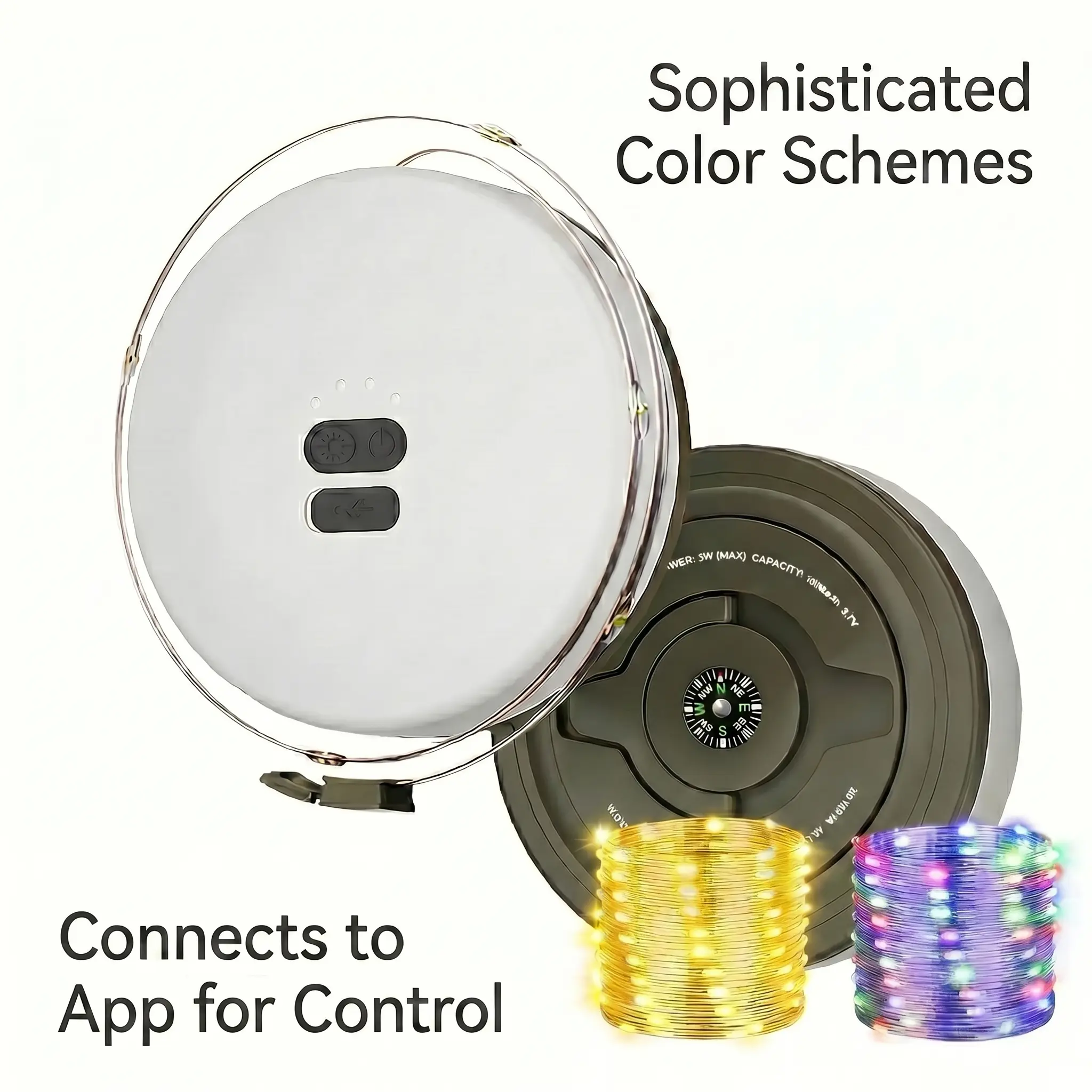 Smart App-Controlled Atmosphere Camping LED String Lights, 8m Retractable Waterproof, RGB Cool Gradient Dimmable Vibrant Lighting for Outdoor Glamping & Patio, Christmas Remote Set, Rgb Cool Lights, Rgb Gradient Dimmable