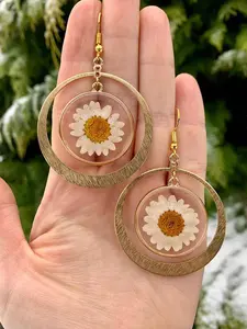 Boho Style Flower Design Dangle Earrings, Statement Earrings, Vintage Round Shaped Dangle Earrings, Fashion All-match Vintage Jewelry As Gift for Women & Girls