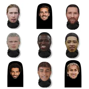 Funny Printed Full Face Mesh Mask, Soccer Fan Balaclava Hood, Football Game Cosplay Headgear, Breathable Elastic Face Cover, Stadium Party Costume Prop, Sports Event Headwear for Men Women
