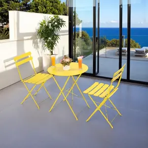 3 Piece Folding Patio Bistro Set, Includes 2 Chairs and Matching Table, Great for Coffee, Conversation, or Dining, Space Saving Footprint outdoor furniture