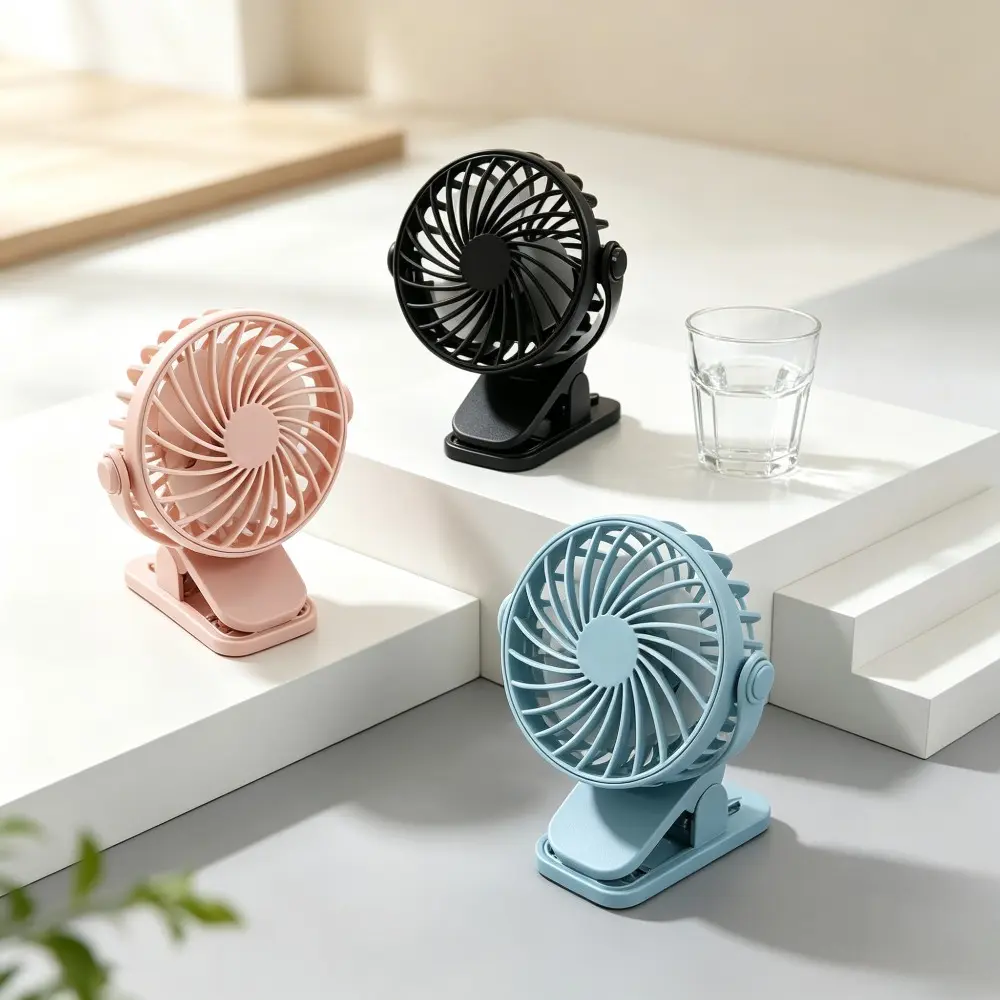 1pc Clip-on Mini USB Rechargeable Fan - 360-Degree Rotating Portable Personal Cooling Fan, Desktop & Stroller-Camp Compatible Cooler Accessory for Camping, Office Use