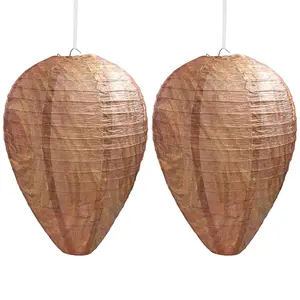 2 Pack Paper Wasp Nest Decoy Hanging Wasp Nest Stay Away from Wasps Hornets Yellow Jackets(Paper Dark Brown)