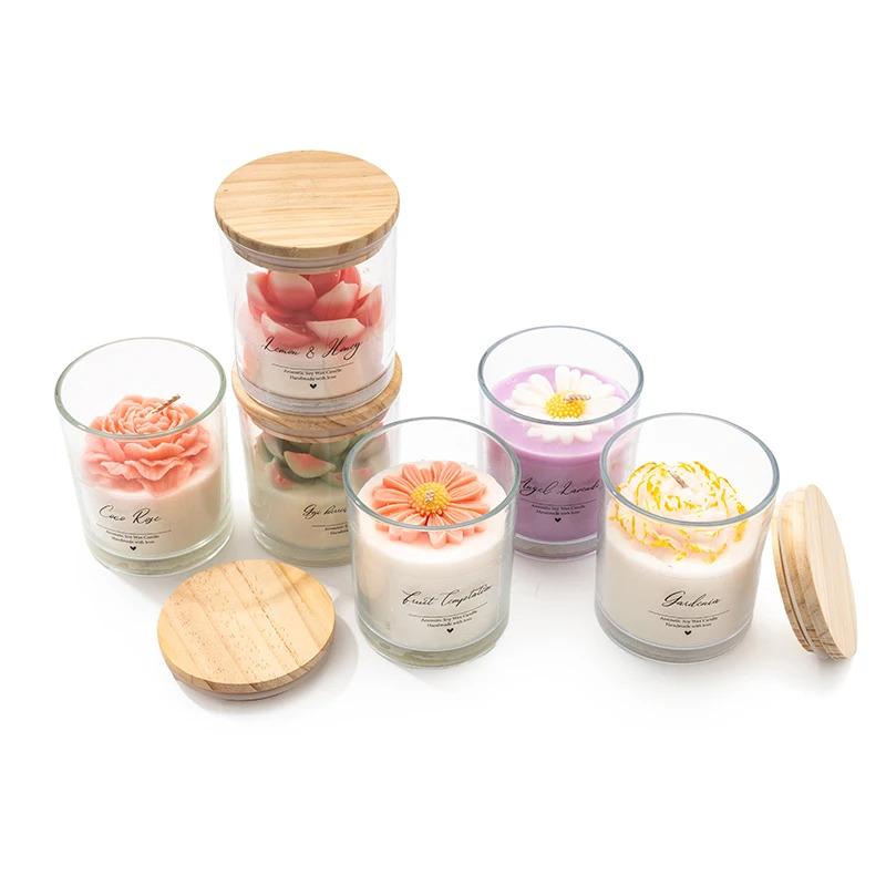 AIKUN Unique Design 8 * 9cm Succulent Candle Glass Jar Aroma Honey & Lemon Candles Plant Scented Candles