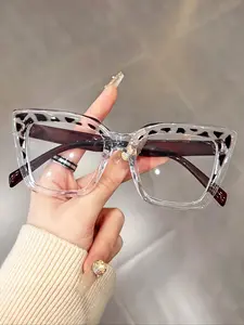 Ditsy Floral Pattern Cat Eye Frame Eyeglasses, Fashion Eyeglasses for Women & Men, Fashion Eyeglasses for Work, Daily Clothing Decor, Perfect for Student Daily Use