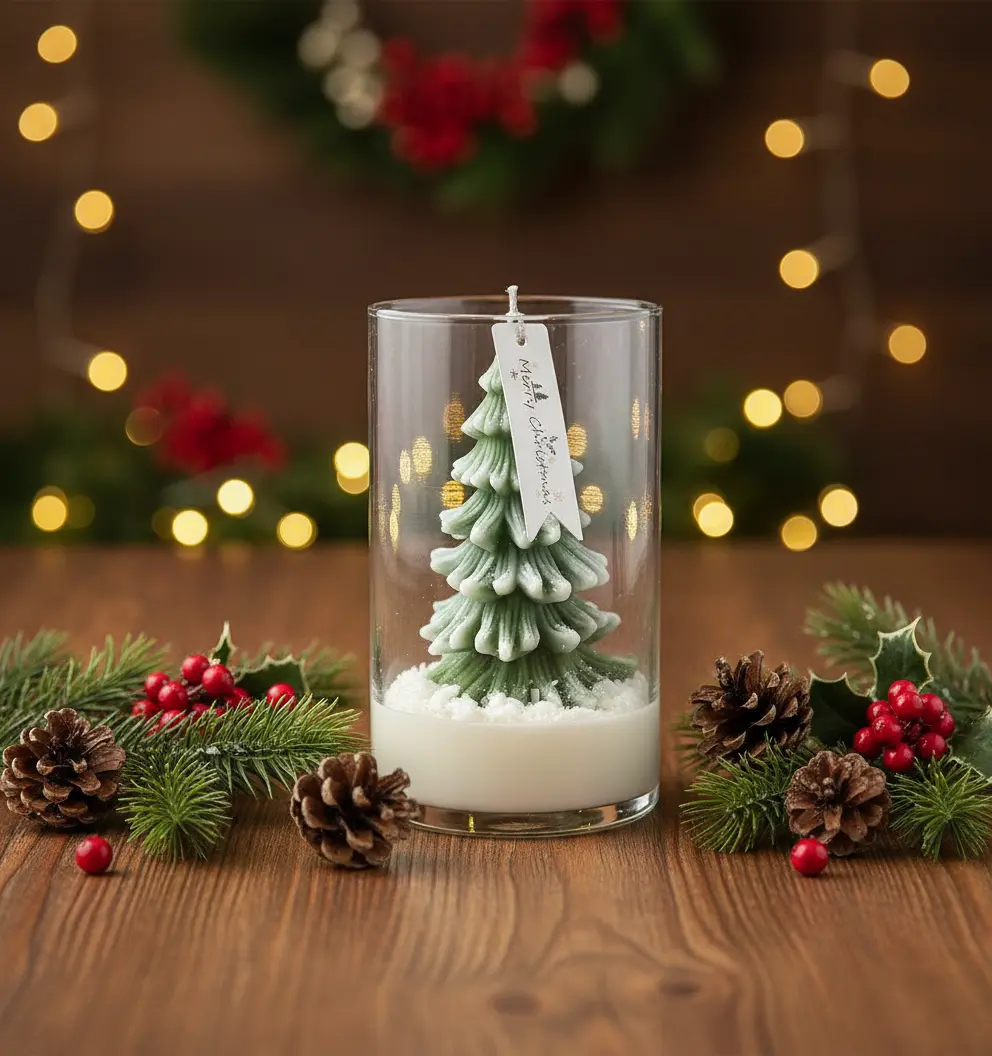 Handmade Christmas Tree In Large Glass Jar Scented Candle, Christmas Gift Candle, Soywax Scented Candle Special Gift for Christmas