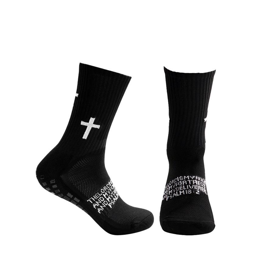 AMLANG Unisex Grip Soccer Socks with Cross Pattern, Anti Slip Athletic Football Socks for Men Women Youth, Breathable Cushioned Sports Socks for Soccer Basketball Training