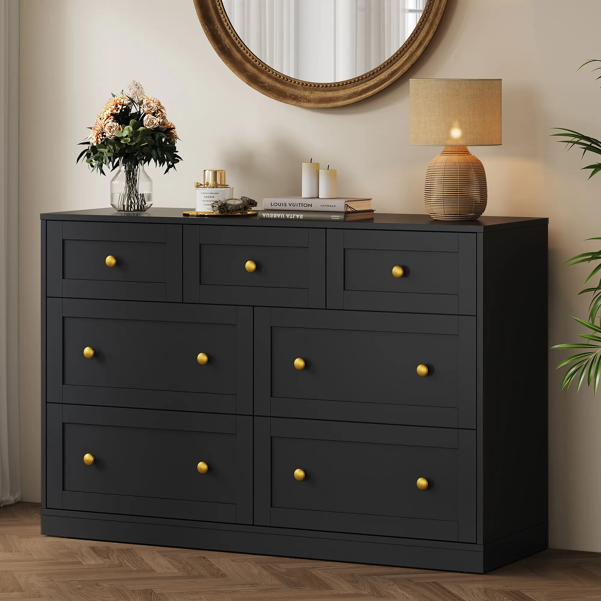 7 drawers-Black