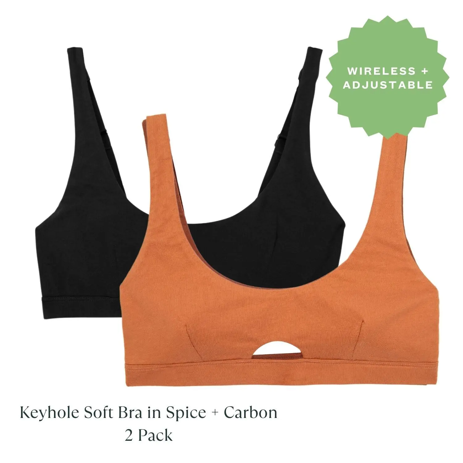 Organic Cotton Keyhole Soft Bra in Carbon & Spice 2-Pack