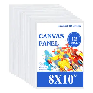 12 Pack 8x10 inch Canvas Boards for Painting, Blank Flat Canvas Panels Art Painting Supplies - Gesso Primed Cotton for Acrylic Oil Watercolor Tempera Paint