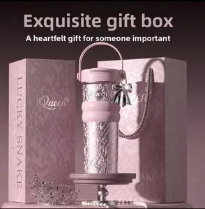 24oz 316 Stainless Steel Plain Insulated Tumbler Gift Set - Portable Thermal Cup, Stylish Elegant Bow Design, Leakproof, Cup Holder Friendly, Non-Slip Base, Heat Retention, Reusable Coffee Mug for Her Christmas, Valentine's Day
