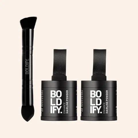 Boldify 2-Pack Compact Double Hairline Powder Bundle - Styling Powder with 48-Hour Hold, Instant Coverage, Hair Touch Up for Roots, Thinning Hair Solution, Gray Fix, Brassy Blonde Correction, Highlight Enhancement, No Transfer & Free Brush