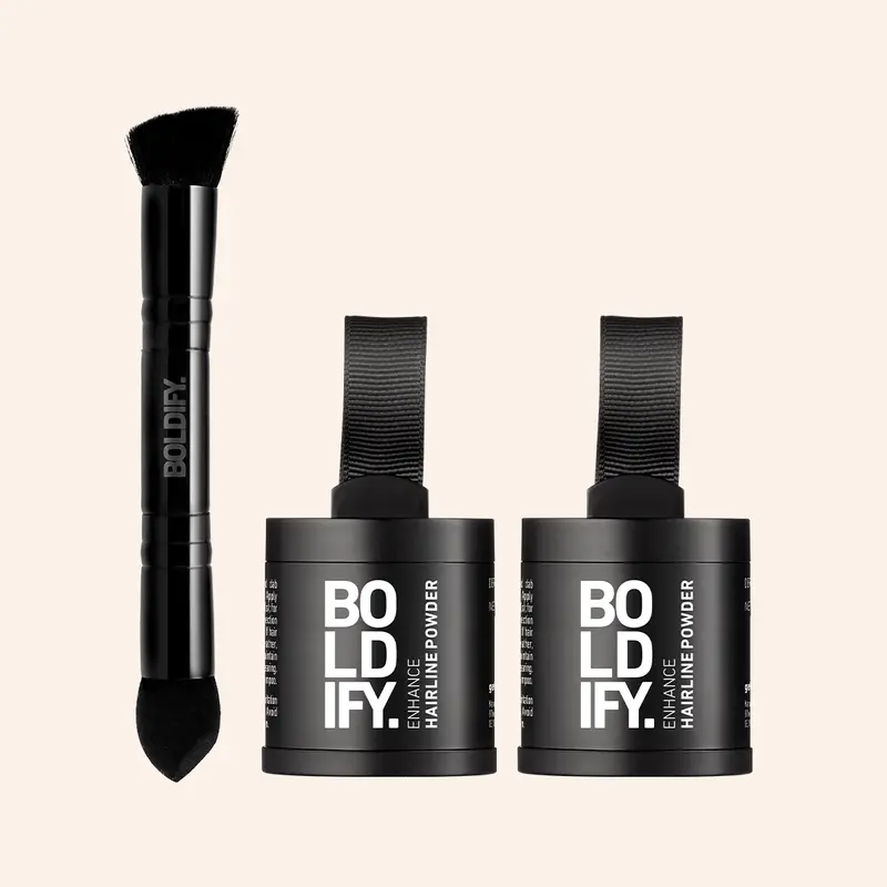 Boldify 2-Pack Compact Double Hairline Powder Bundle - Styling Powder with 48-Hour Hold, Instant Coverage, Hair Touch Up for Roots, Thinning Hair Solution, Gray Fix, Brassy Blonde Correction, Highlight Enhancement, No Transfer & Free Brush