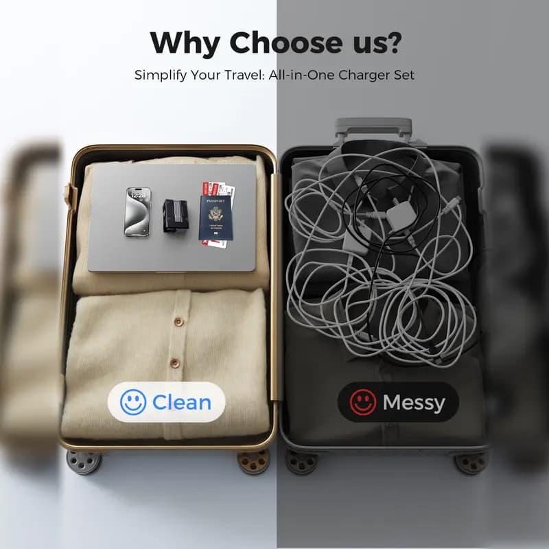 [US warehouse]2PCS W&O 4-in-1 GaN Compatible 120W Fast Charger with Retractable Type-C & Lightning Cable - for iPhone, iPad, Apple Watch & More - compatible portable charger smart watch iphone 15 pro max chargers charger phone Charger Plug Smartphone