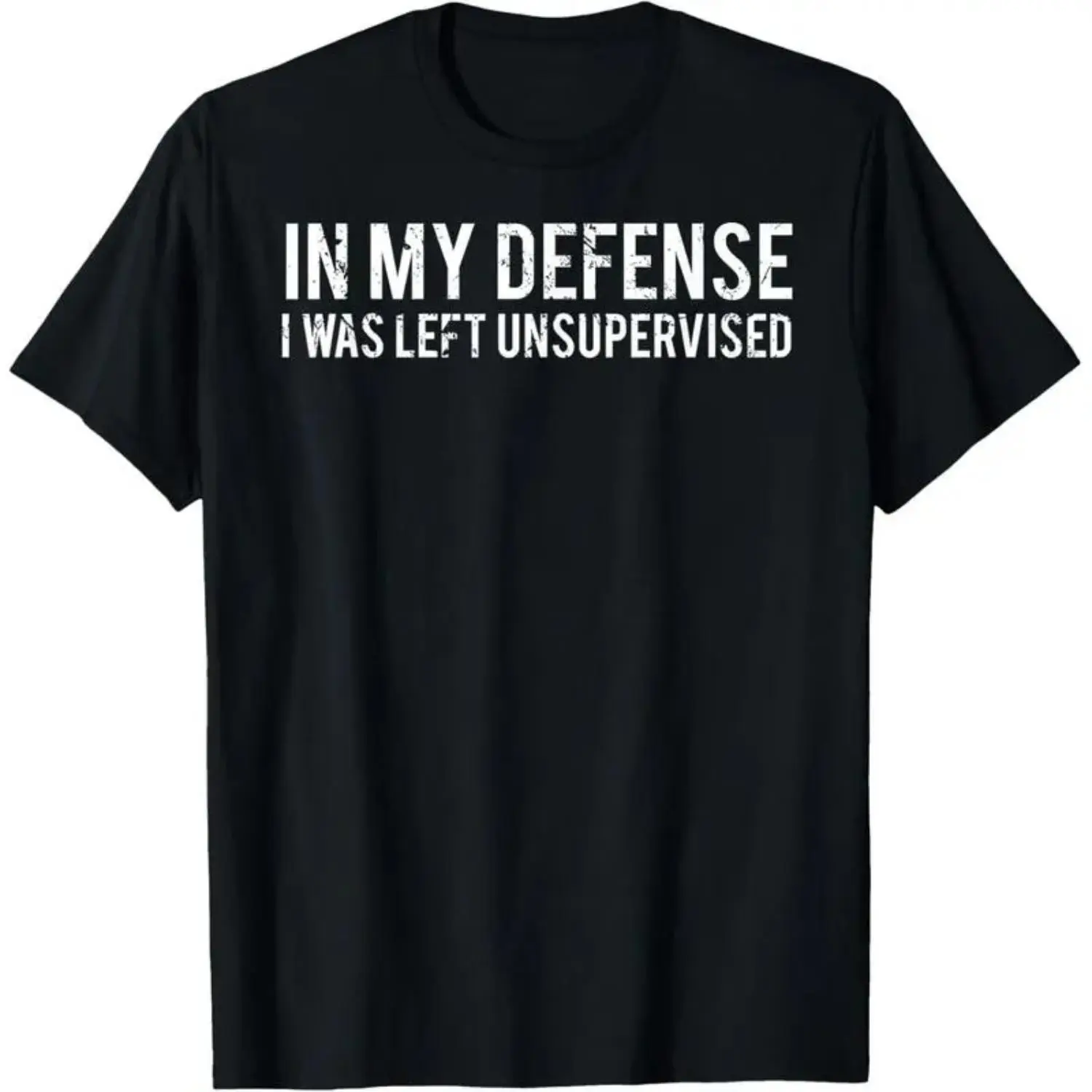 Women's Short-Sleeve Soft Comfy Casual Top, "In My Defense I Was Left Unsupervised" Funny Graphic T-Shirt summerwins