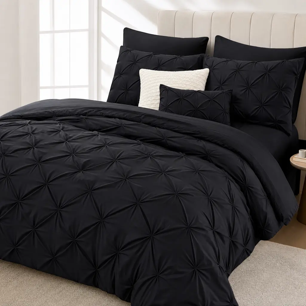 JOLLYVOGUE 7 Pieces King Comforter Set, Seersucker Bed in a Bag King Size, All Season Luxury Bedding Set with Comforter, Flat Sheet, Fitted Sheet, Pillowcases & Shams #Summervibes
